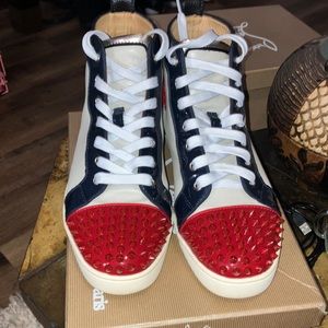 I’m selling my spike red, grey, blue and white Christian Louboutin.